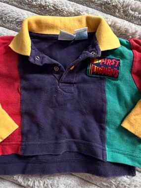 Vintage 80s First Moments Colorblock Kids Polo